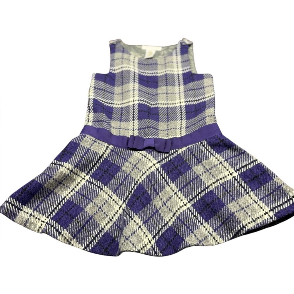 Janie and Jack Bow Plaid Jumper Wool Blend Toddler Girl Size 3